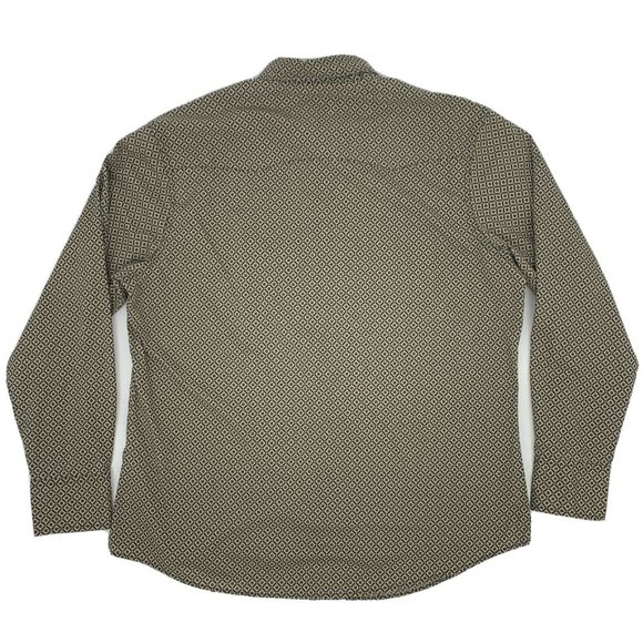 Men's Wrangler Wrancher L/S Button Up‎ Shirt Pearl Snap Tan Geometric Design XL - Picture 6 of 9